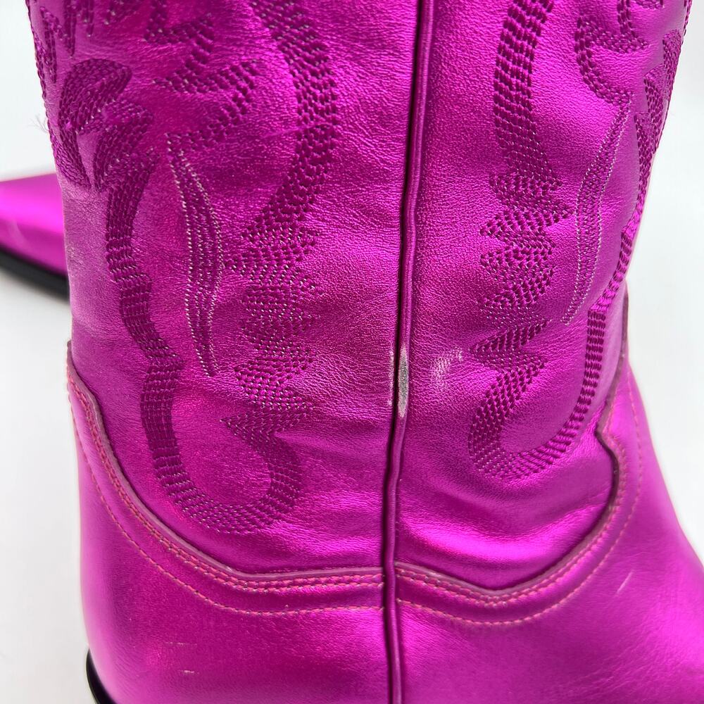 Jeffery Campbell Dagget Western Boot In Fuchsia Metallic Leather - Picture 5 of 14